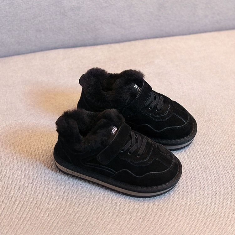 Plain Lace-up Baby Winte Sneakers