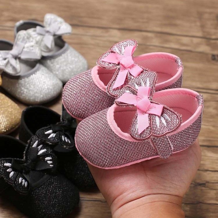 Sequin Bowknot Velcro Toddler Shoes