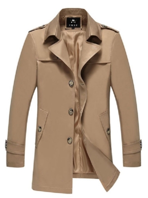 Almindelig Revers Enkeltbrystet Menns Casual Trench Coats