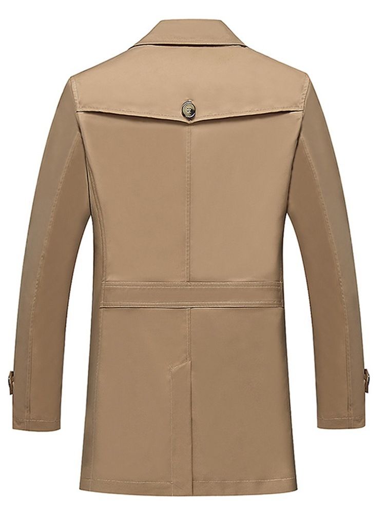 Almindelig Revers Enkeltbrystet Menns Casual Trench Coats