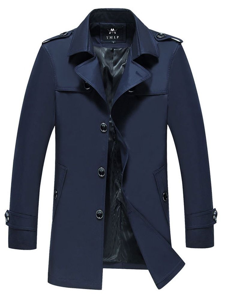 Almindelig Revers Enkeltbrystet Menns Casual Trench Coats