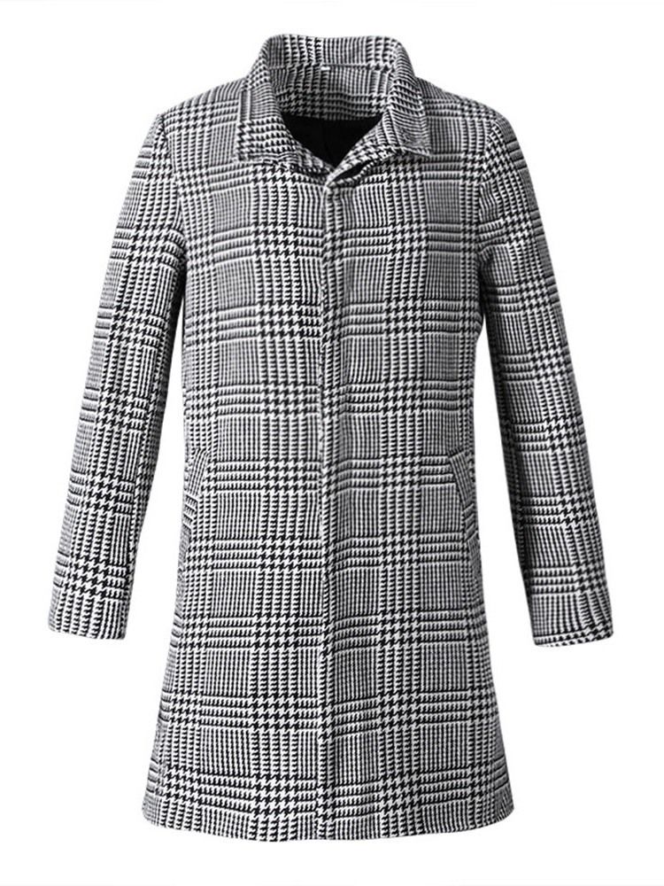 Herre Plaid Mid-length Slim European Coat