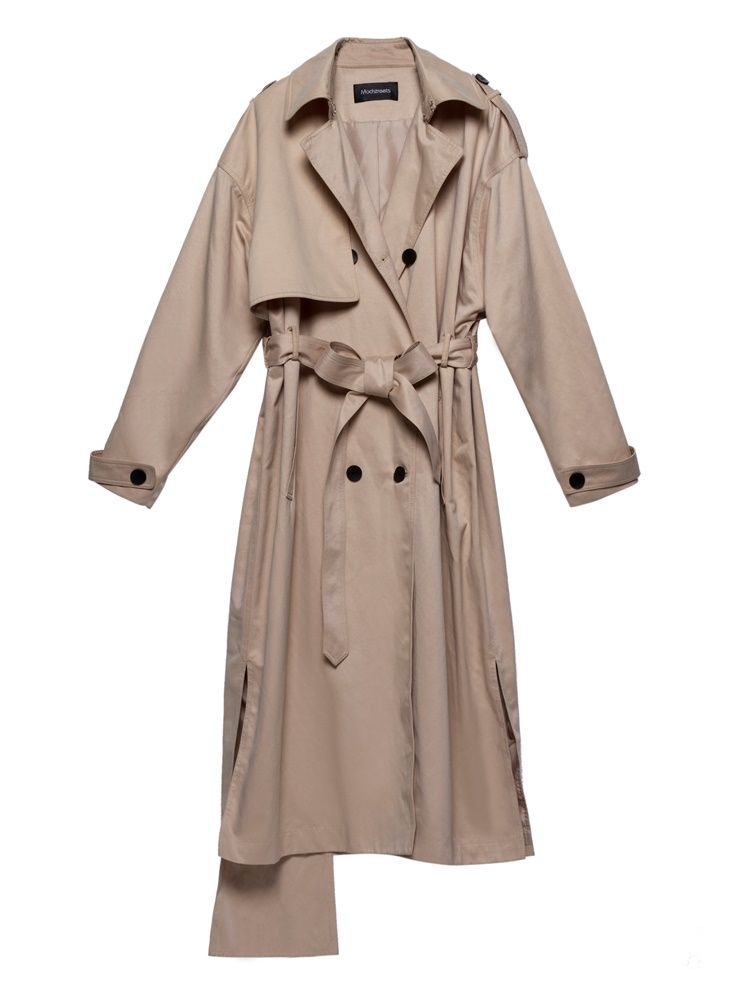 Kvinders Revers Dobbelt-breasted Trenchcoat Med Epaulet