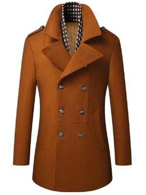 Lapel Plain Mid-length Winter Slim Coat Til Mænd