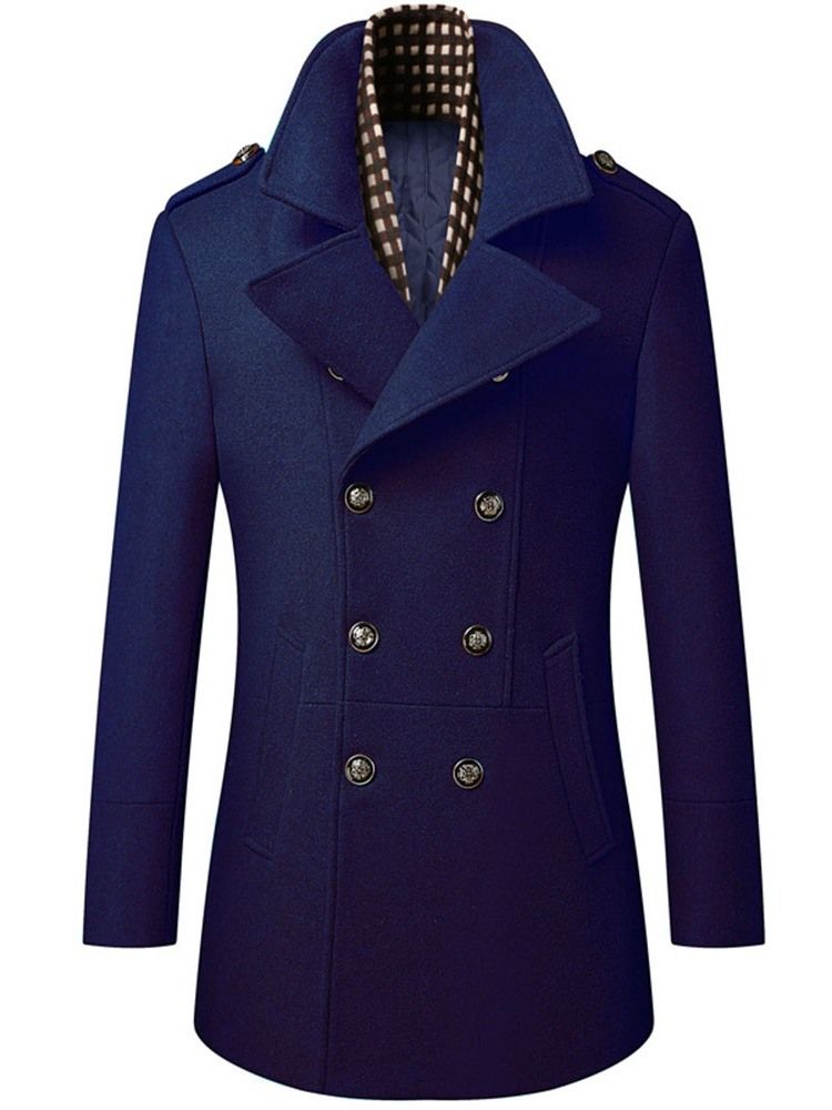 Lapel Plain Mid-length Winter Slim Coat Til Mænd