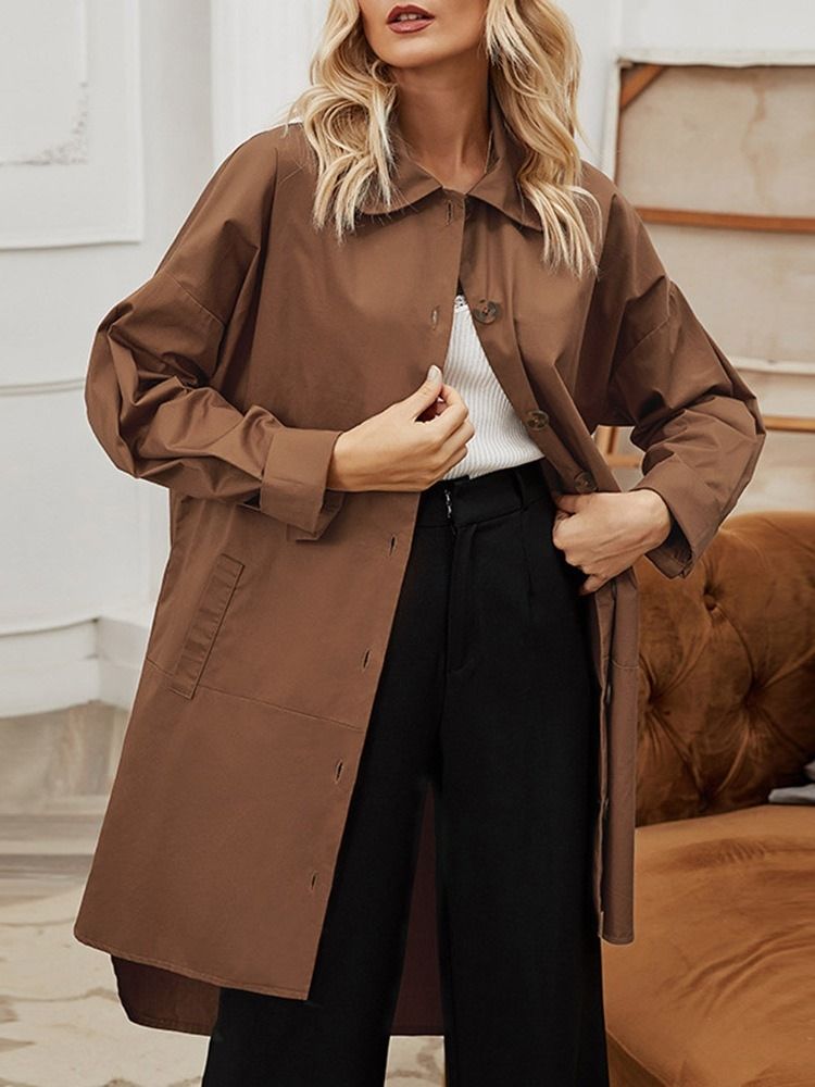 Lapel Single-breasted Patchwork Western Fall Women's Trench Coat