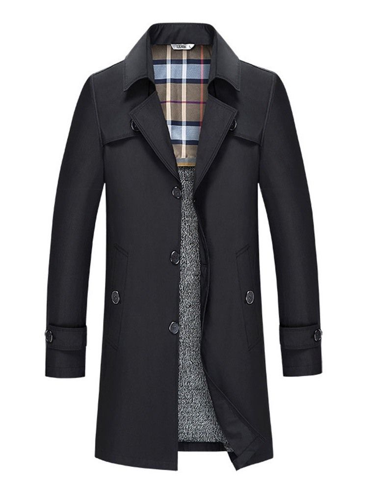 Midterlængde Button Revers Casual Herre Trenchcoat