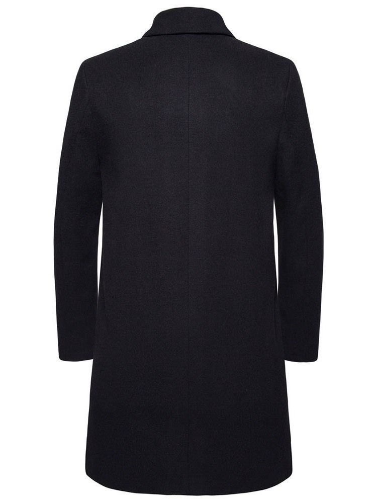 Notched Revers Mid-length Plain Men's Winter Coat