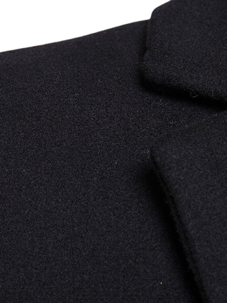 Notched Revers Mid-length Plain Men's Winter Coat