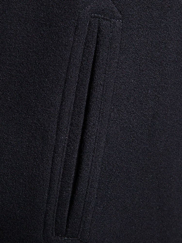 Notched Revers Mid-length Plain Men's Winter Coat