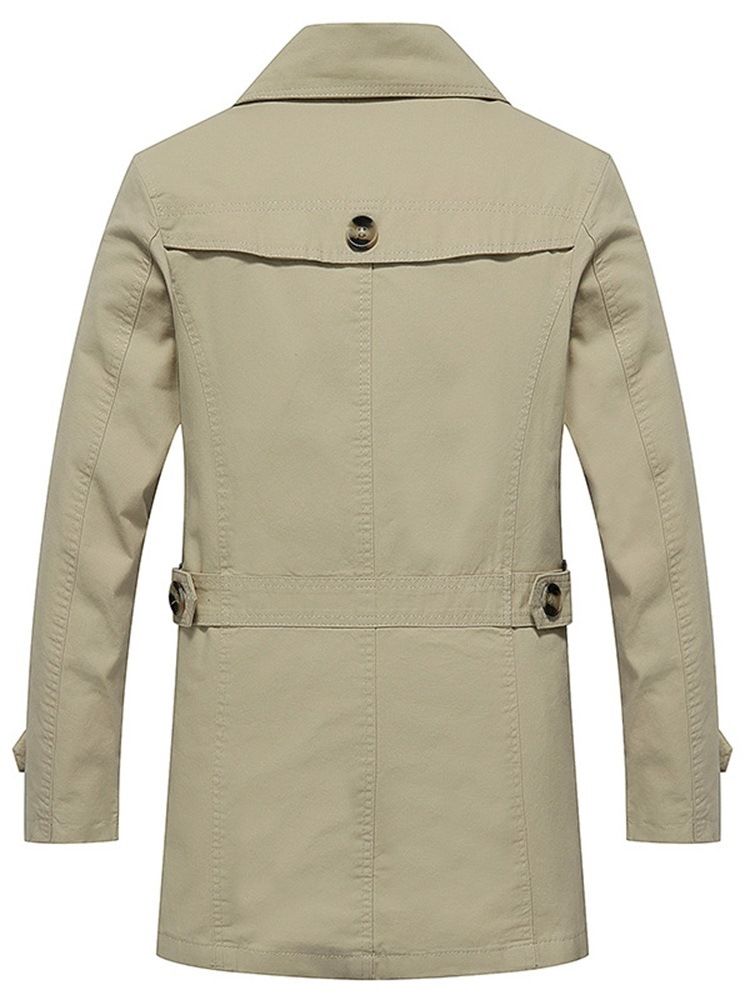 Plain Button Slim Mid-length Mens Casual Trench Coat