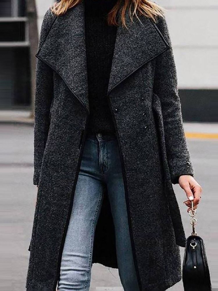 Regular Loose Patchwork Winter Lapel Women's Overcoat