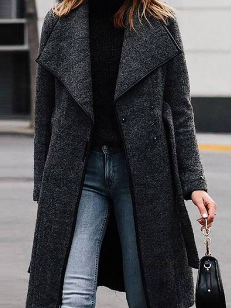 Regular Loose Patchwork Winter Lapel Women's Overcoat