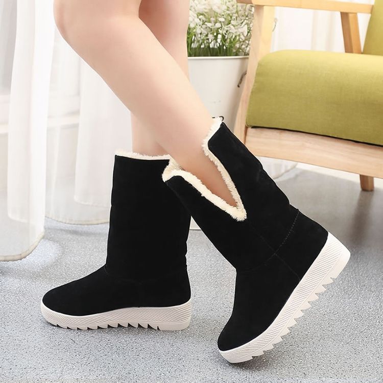 Bowknot Plain Hidden Elevator Heel Women's Snow Boots