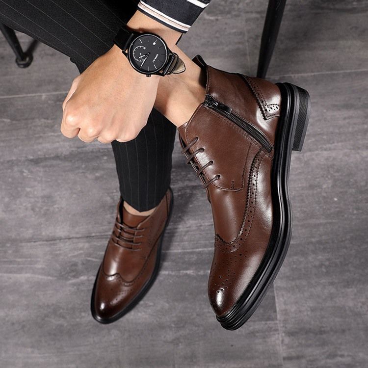 High-cut Upper Plain Pointed Toe Herrestøvler