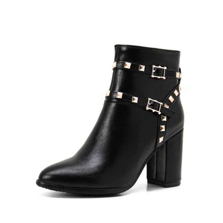 Kvinder Nitte Plain Side Lynlås Chunky Heel Boots