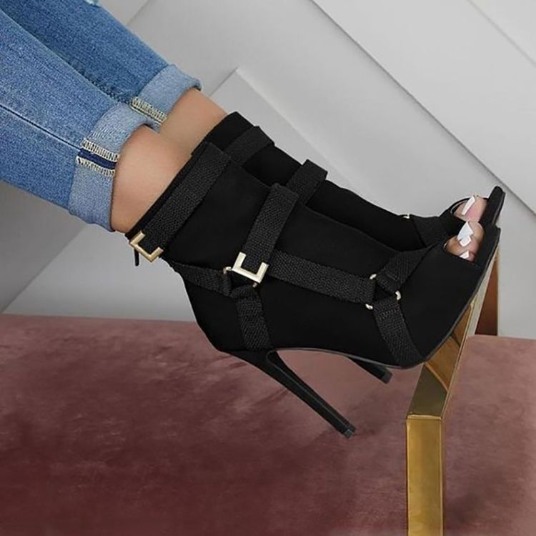 Kvinder Plain Back Zip Stiletto Heel Casual Støvler