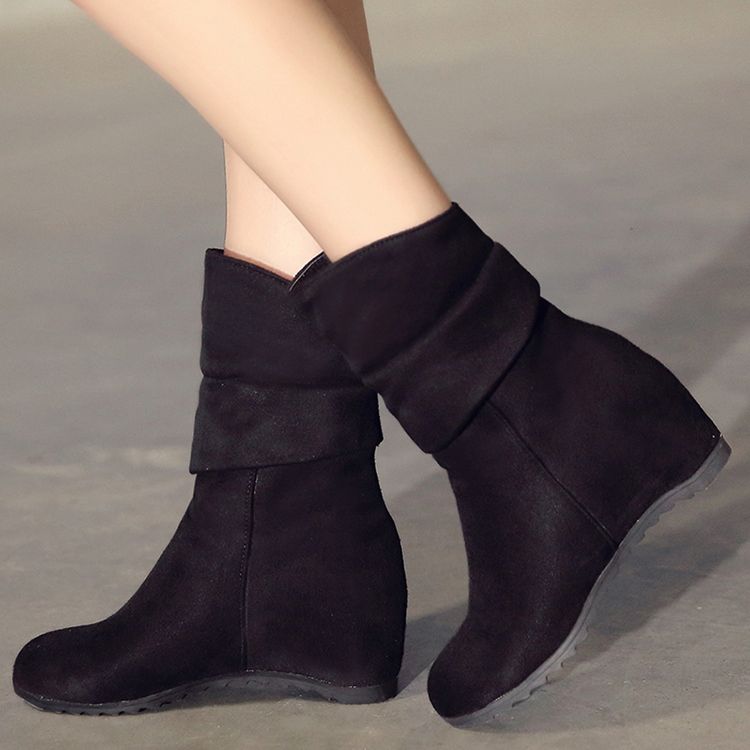 Kvinder Suede Elevator Heel Ankle Boots