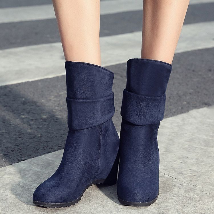 Kvinder Suede Elevator Heel Ankle Boots