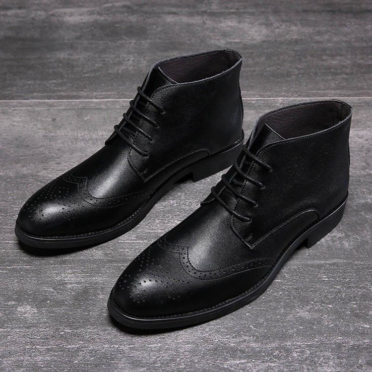 Lace-up Front Plain Round Toe Herrestøvler