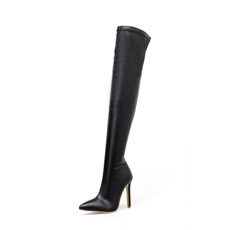 Plain Stiletto Heel Pointed Toe Kvinder Over-the-knie Støvler