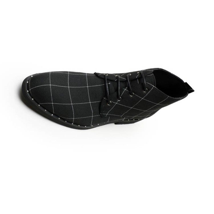 Round Toe Lace-up Front Plaid Men's Boots