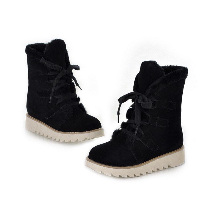 Round Toe Lace-up Front Women's Winter Boots