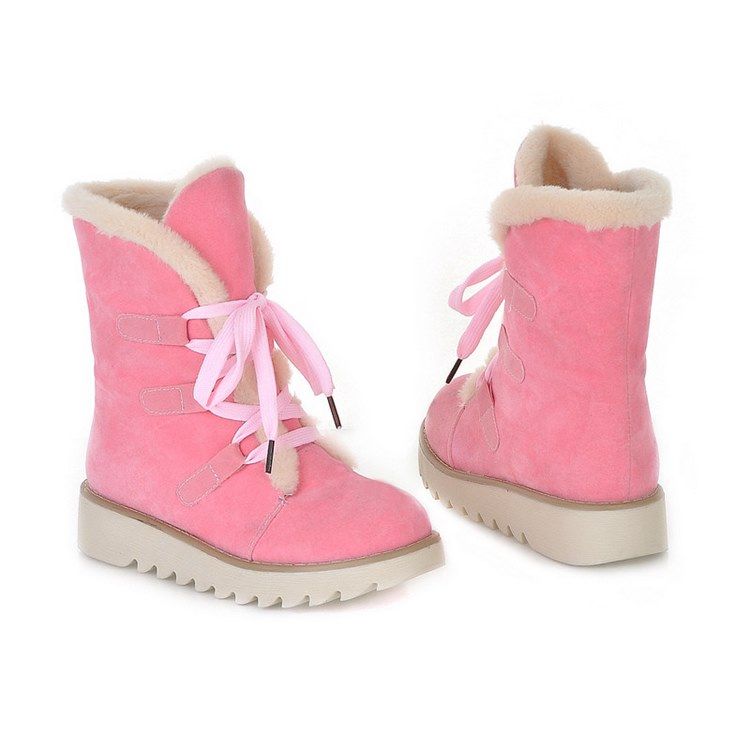 Round Toe Lace-up Front Women's Winter Boots