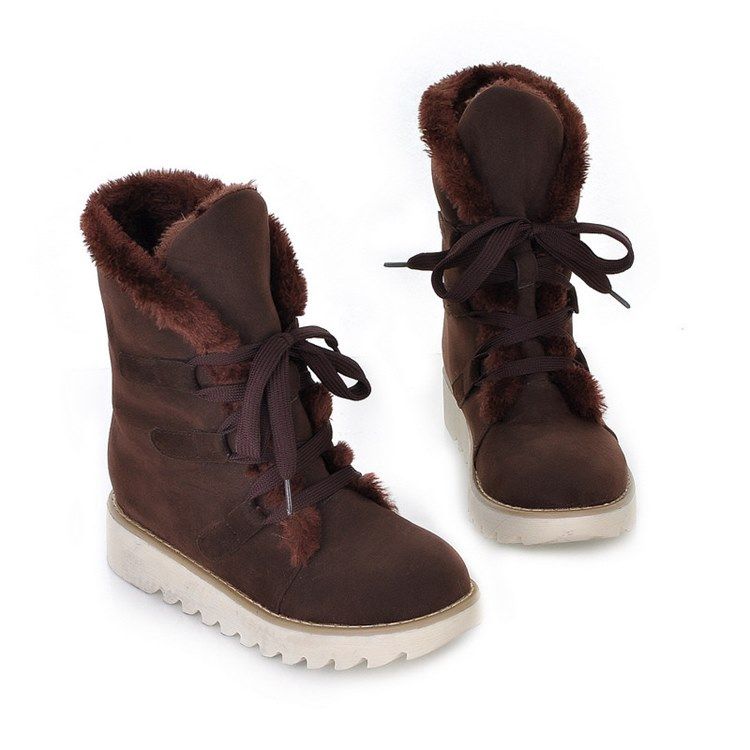 Round Toe Lace-up Front Women's Winter Boots