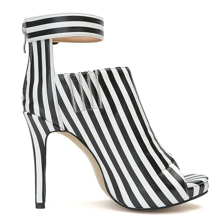 Stripe Peep Toe Stiletto Heel Kvinders Ankelstøvler