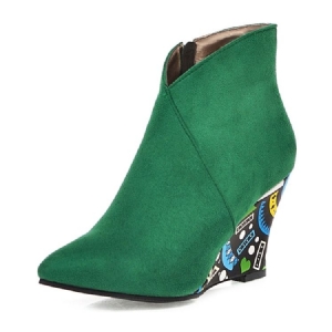 Wedge Heel Pointed Toe Color Block Kvinders Ankelstøvler