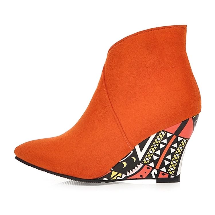 Wedge Heel Pointed Toe Color Block Kvinders Ankelstøvler