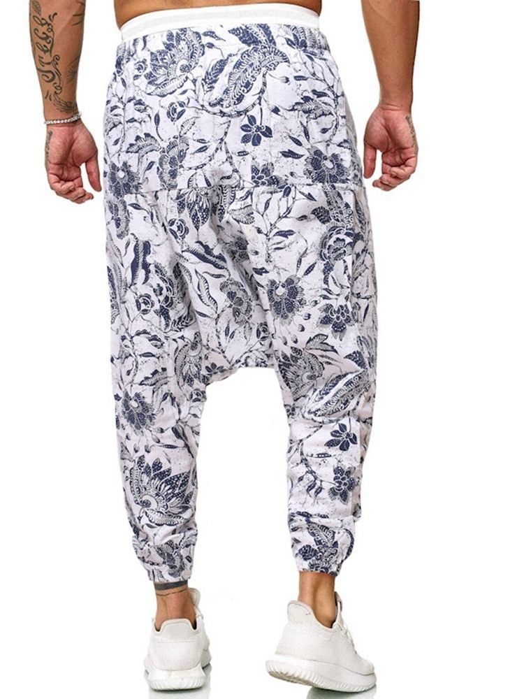 Baggy Pants Print Floral Mid Waist Men's Casual Pants