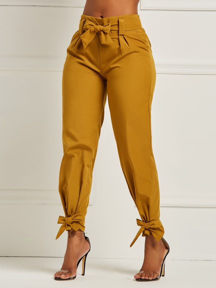 Bowknot Plain Pencil Pants Til Kvinder