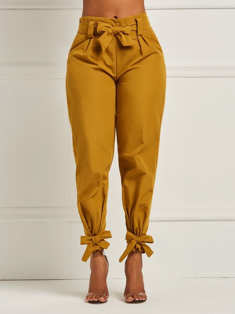 Bowknot Plain Pencil Pants Til Kvinder