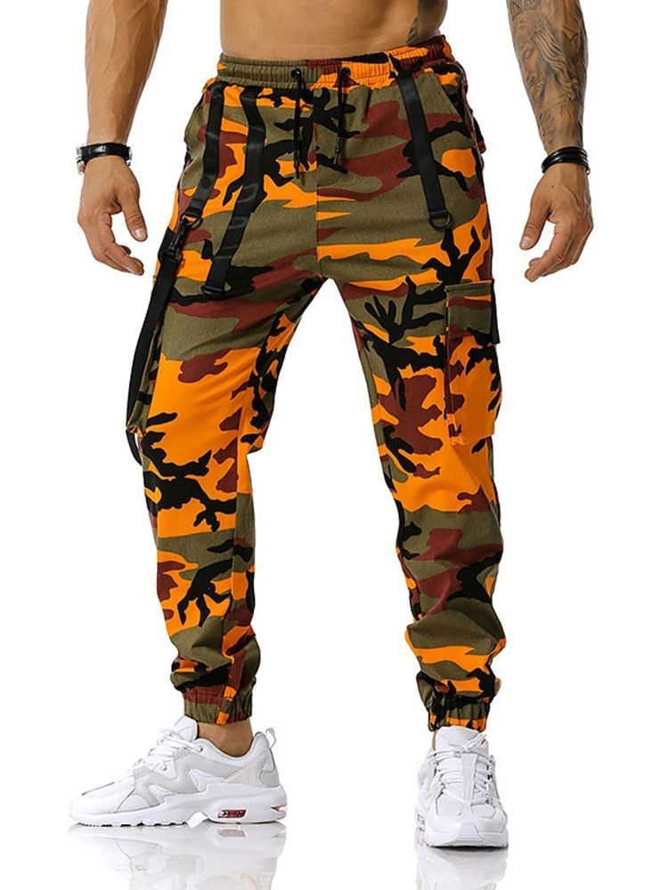 Camouflage Pocket Pencil Pants Casual Lace-up Casual Men's Pants