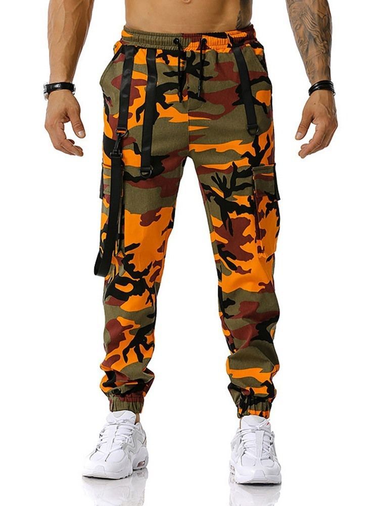 Camouflage Pocket Pencil Pants Casual Lace-up Casual Men's Pants