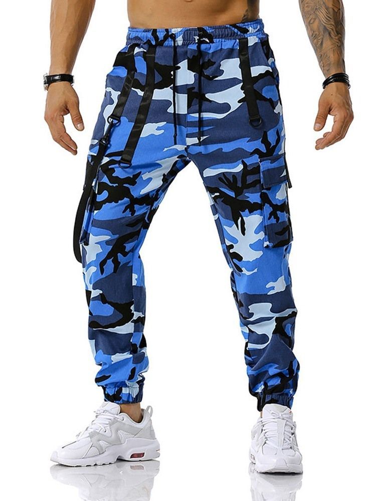 Camouflage Pocket Pencil Pants Casual Lace-up Casual Men's Pants