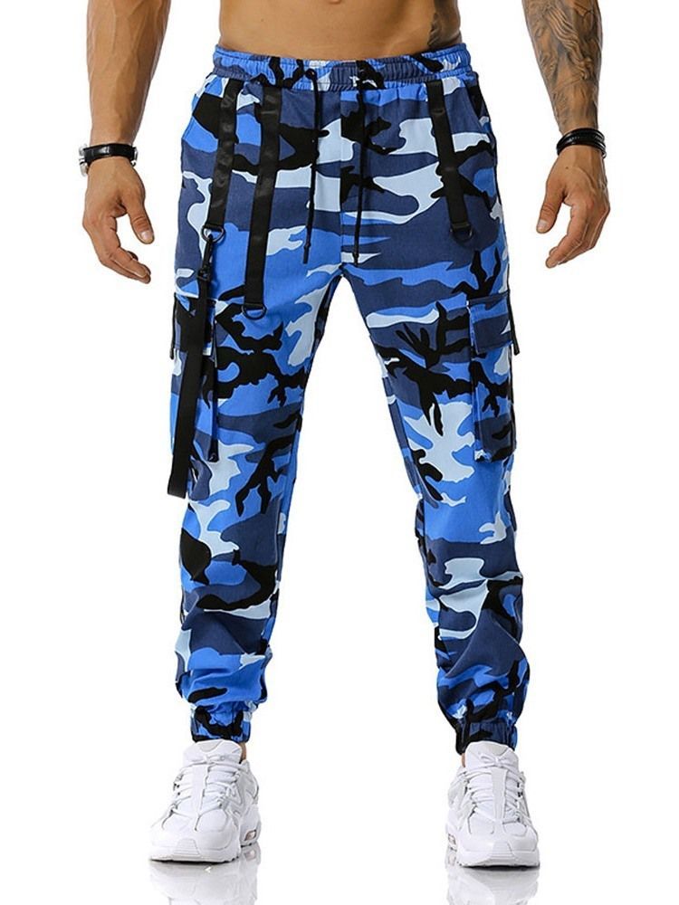 Camouflage Pocket Pencil Pants Casual Lace-up Casual Men's Pants