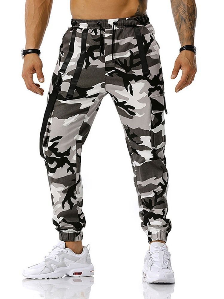 Camouflage Pocket Pencil Pants Casual Lace-up Casual Men's Pants