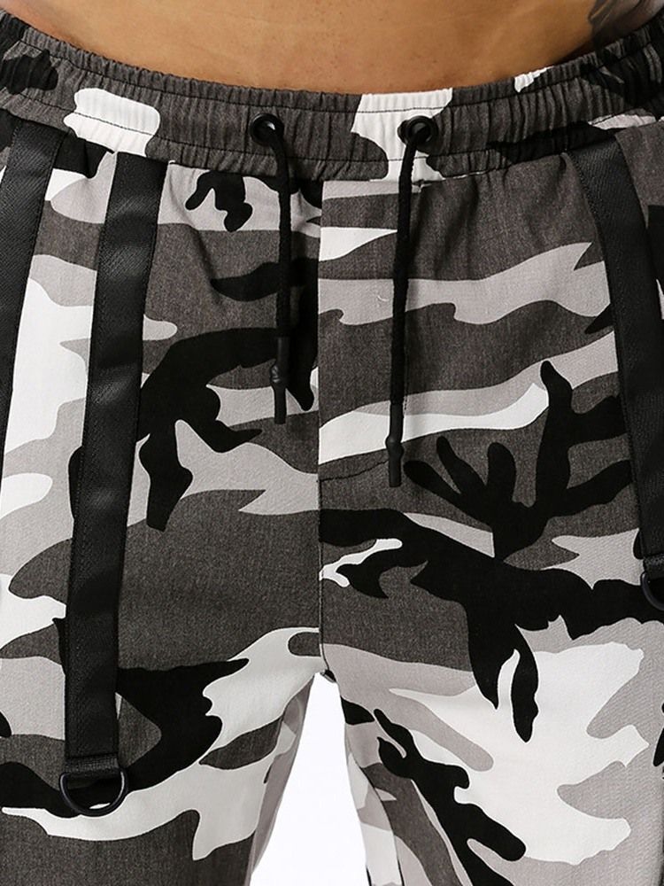 Camouflage Pocket Pencil Pants Casual Lace-up Casual Men's Pants