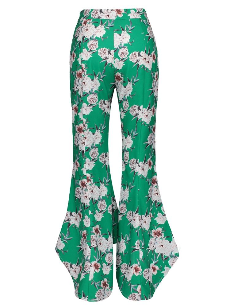 Color Block Floral Print Wide Legs Bukser Til Kvinder