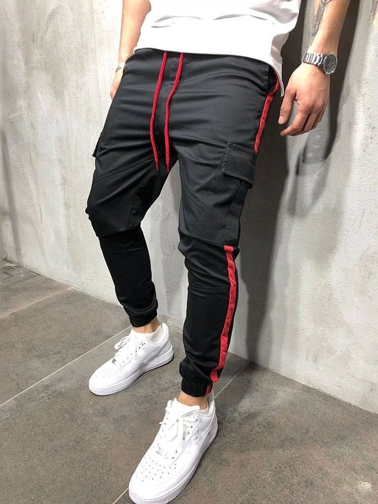 Color Block Patchwork Baggy European Men's Casual Pants