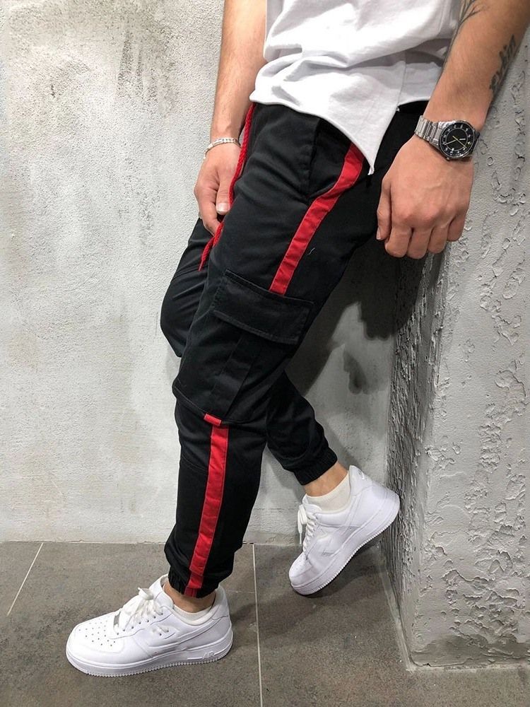 Color Block Patchwork Baggy European Men's Casual Pants