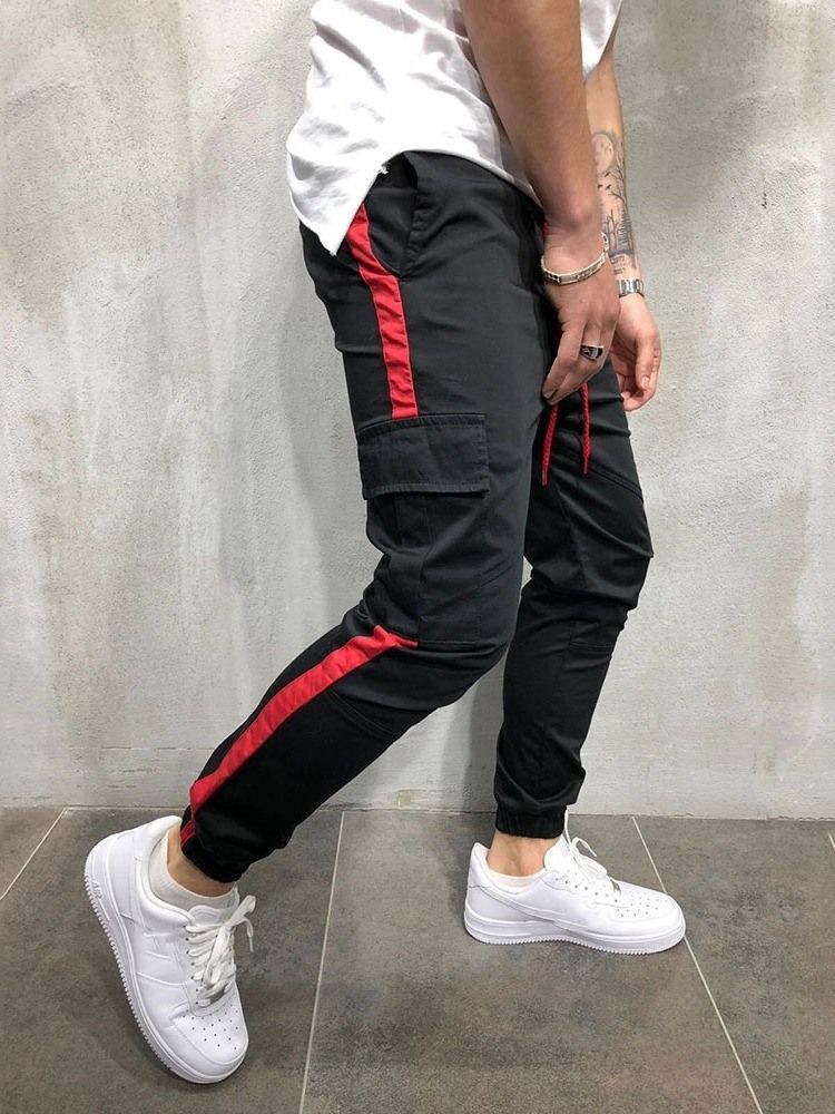 Color Block Patchwork Baggy European Men's Casual Pants