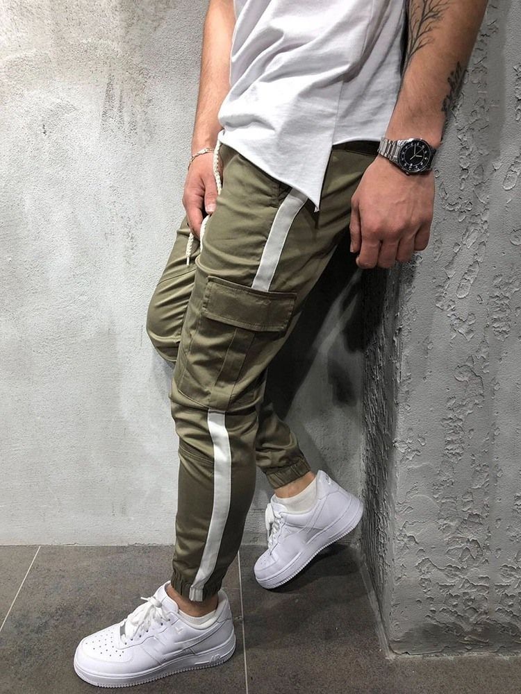 Color Block Patchwork Baggy European Men's Casual Pants