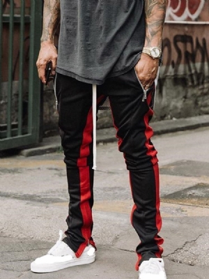 Color Block Pencil Pants Patchwork Mid Waist Men's Casual Pants