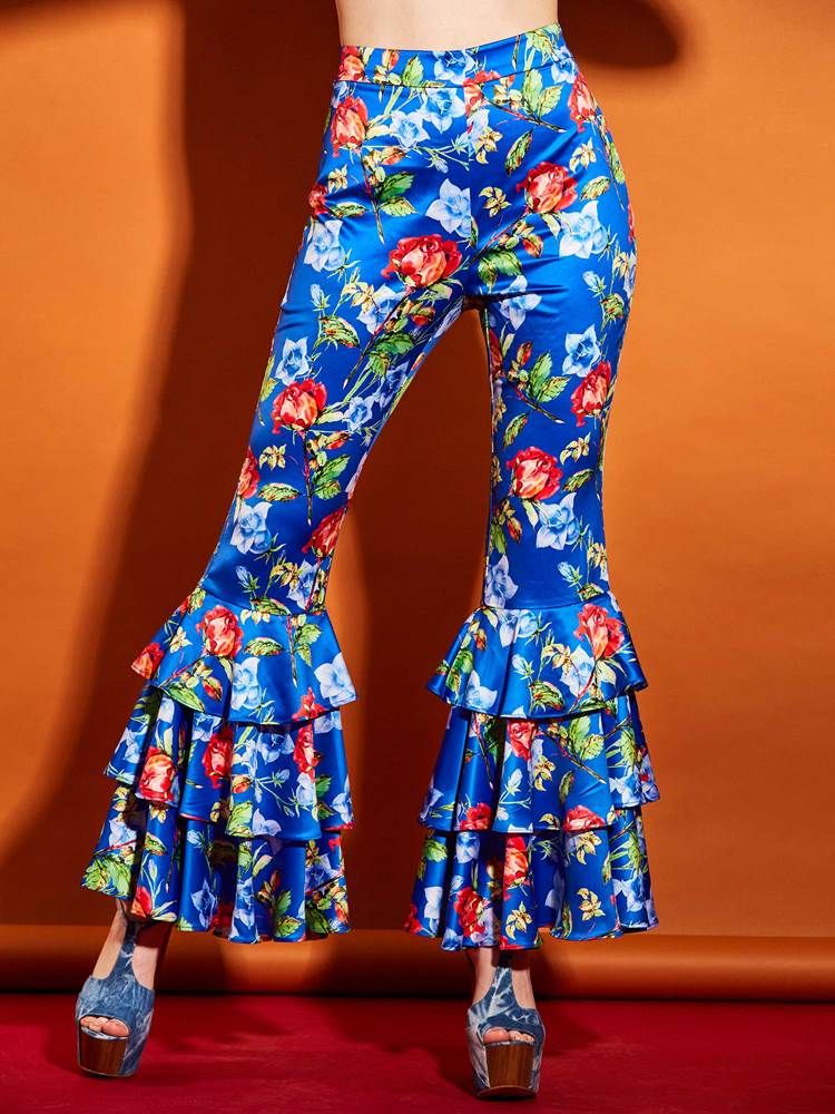 Damer Elastics Flæser Floral Bellbottoms Bukser