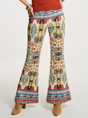 High-waist Geometric Print Women's Bellbottoms