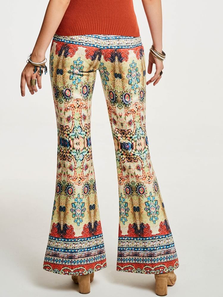 High-waist Geometric Print Women's Bellbottoms